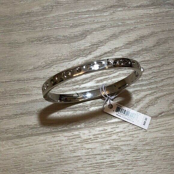 COACH SILVER TONE KISSING C HINGED BANGLE BRACELET - Picture 5 of 10